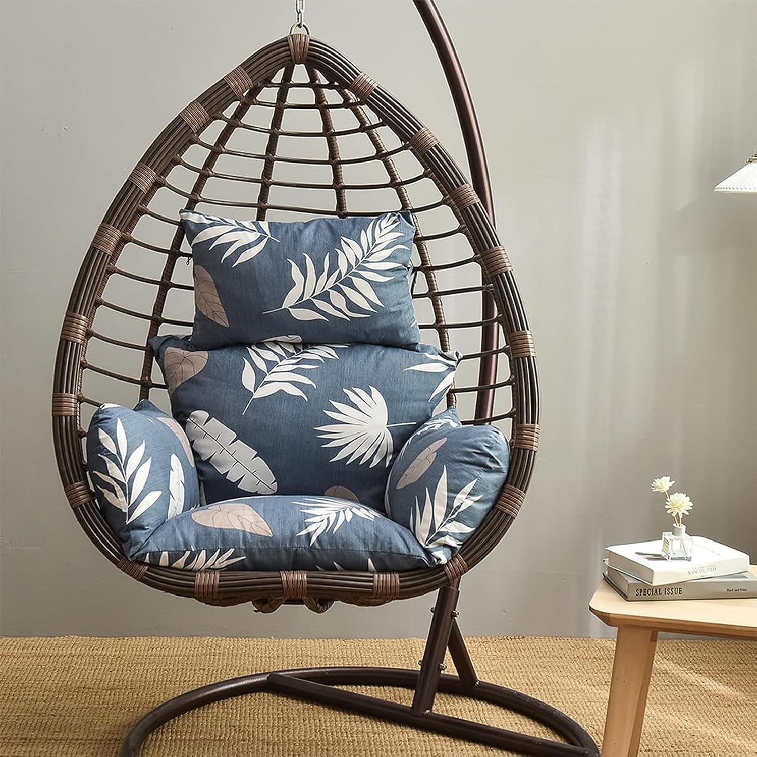 Swing Egg Chair Cushion,New Thickened Hanging Egg Chair Cushion,Large Soft Seat Cushion Washable Rocking Chair Cushion for Indoor Bedroom Garden Backyard,Easy to Clean (Color : A)
