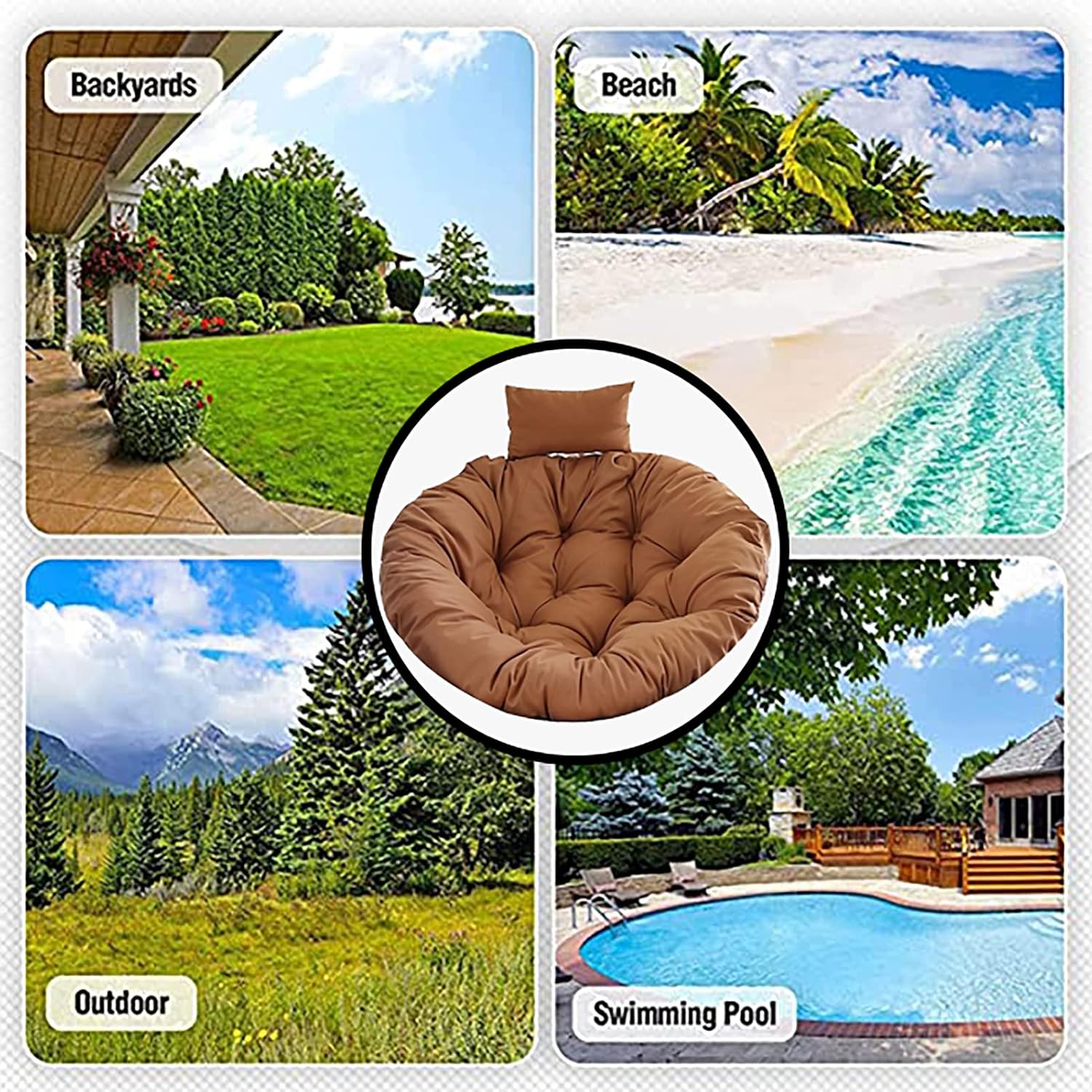 HUHJYUGE Hanging Egg Chair Cushion, Swing Seat Cushio Breathable, Rocking Chairs Seat Cushion Pad, Detachable, Sun-Resistant, Water-Resistant, for Outdoor Garden Patio Yard (D 115cm/45.2in)