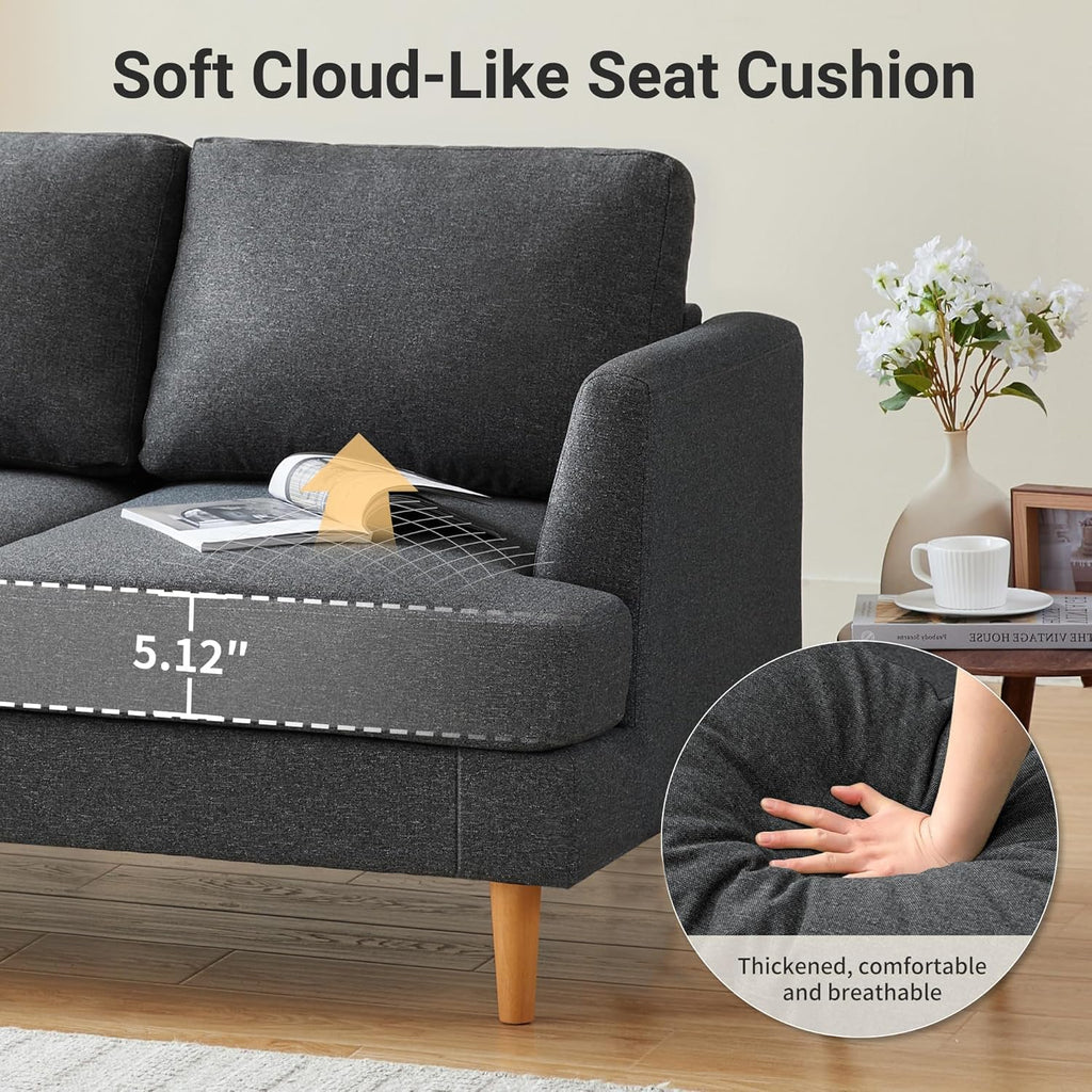 Busaurus Loveseat Sofa 56' Mid Century Modern Small Couches for Small Spaces Love Seat with 2-Seat Upholstered Cushion Sofa Couches for Bedroom, Living Room, Apartment (Dark Grey)