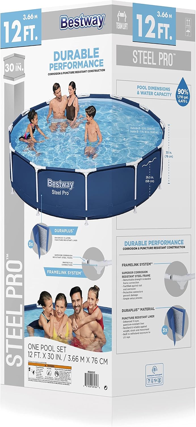 Bestway Steel Pro 12' x 30' Round Above Ground Pool Set | Includes 330gal Filter Pump