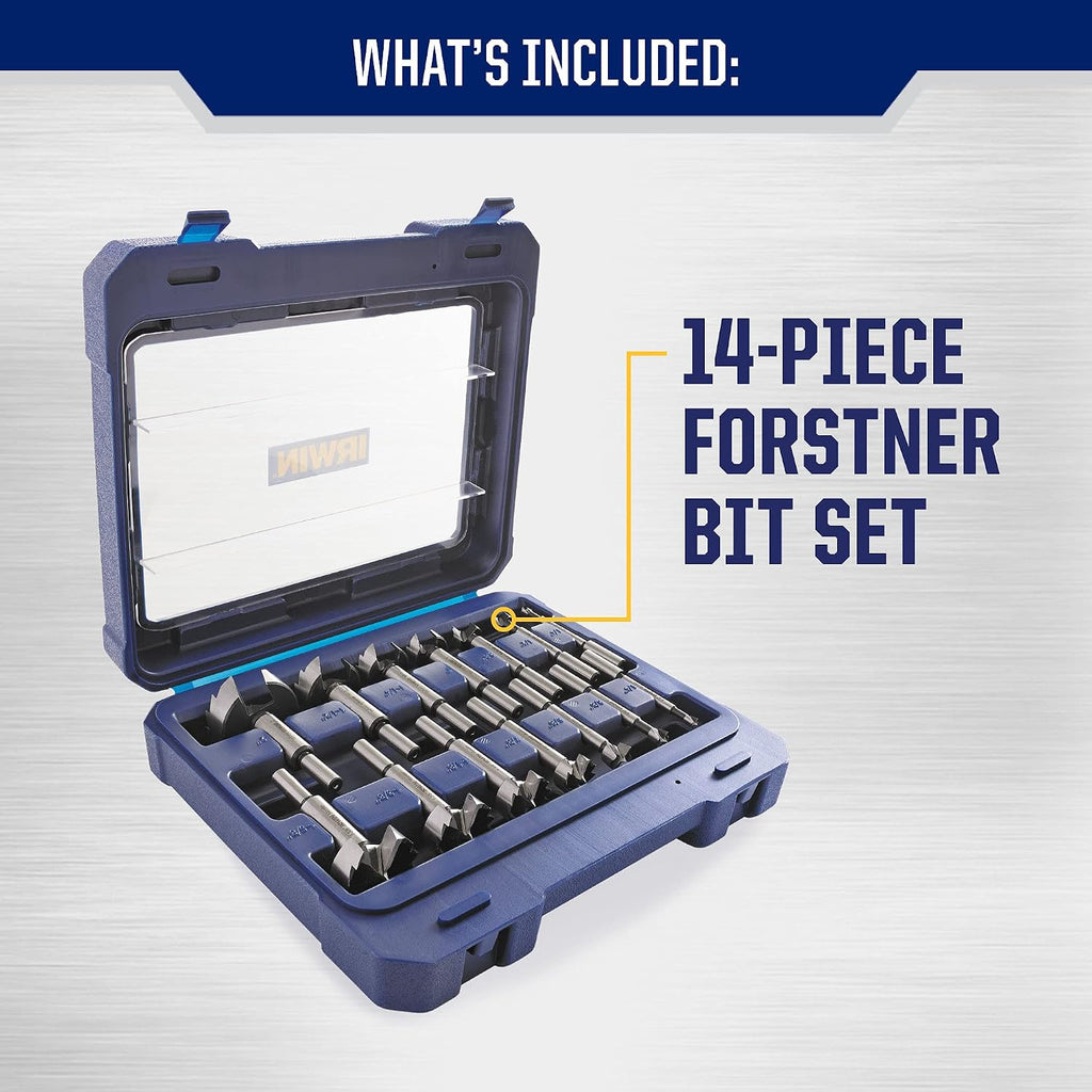 IRWIN Marples Forstner Bit Set, Wood Drill Bits, Made of Carbon Steel, Ideal for Fine Woodworking, Cabinet-Making and More, 14 Pieces (1966893) (Pack of 2)