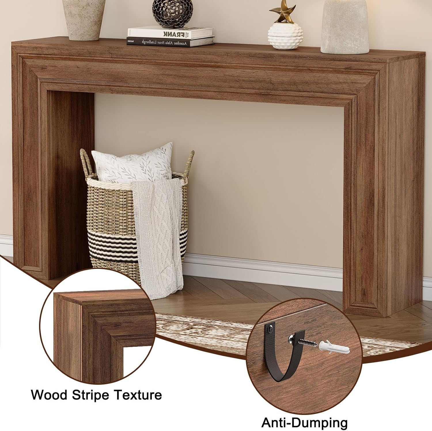 Rresyet 55 Inch Long Console Table, Sofa Table Behind Couch, Entryway Table, Farmhouse Entryway Table for Entrance, Hallway, Living Room (Wood)
