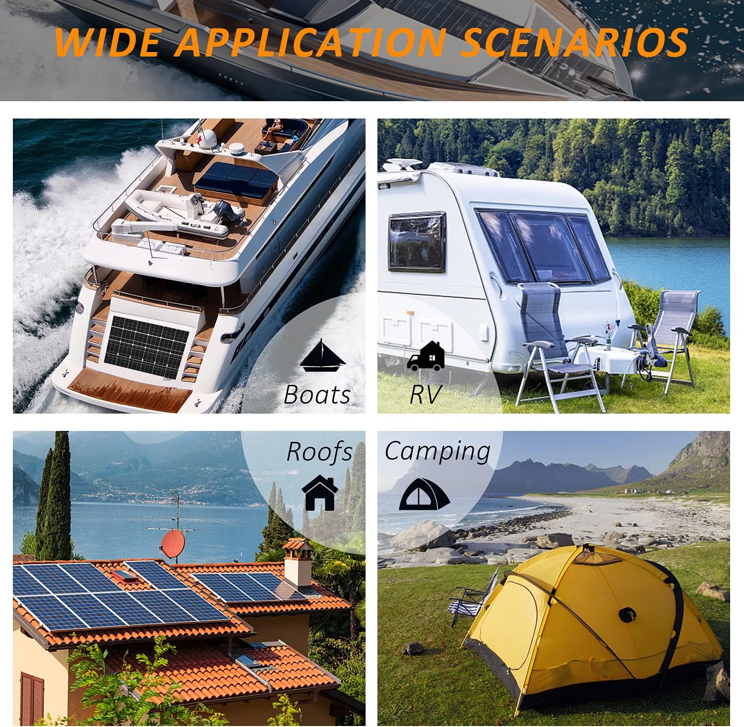 800W Wind Solar Kit Off Grid System 12V Battery Charger :4X 100W ETFE Flexible Mono Solar Panel + 400W Wind Turbine Generator + Solar Wind Hybrid Charge Controller + 3000W Inverter Peak 6000W