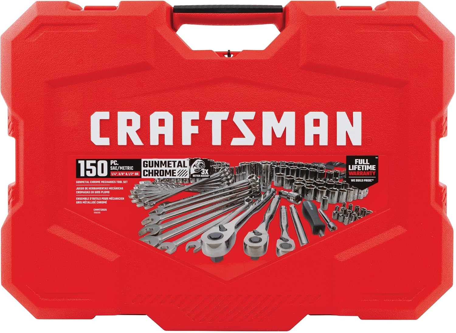CRAFTSMAN Mechanics Tool Set, 1/4' & 3/8' & 1/2' Drive, SAE/Metric, 150 Piece (CMMT12035)