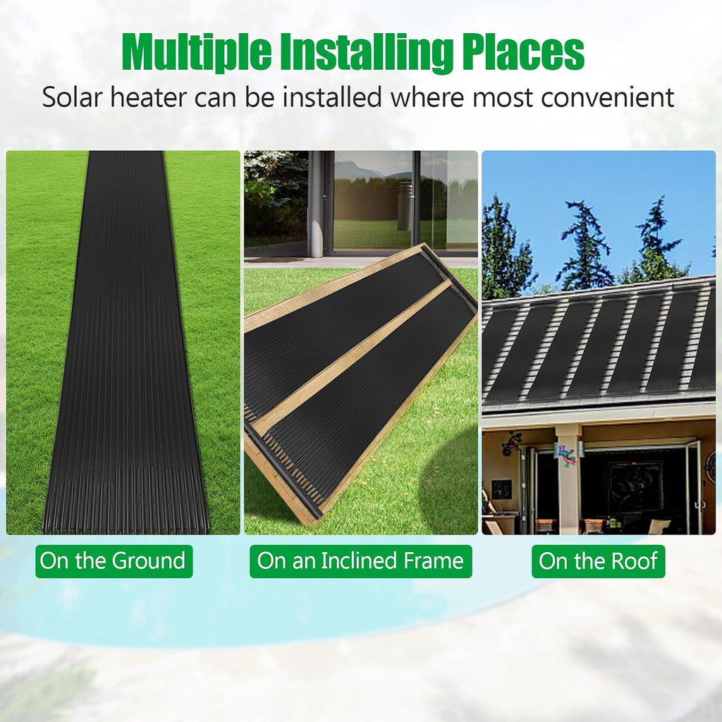IRONMAX Solar Pool Heater, 2.5 x 16.5 Feet In-Ground/Above-Ground Swimming Pool Heating System, Weatherproof Pool Warmer, Portable Solar Panel Heater for Outdoor Roofs (16.5 FT)