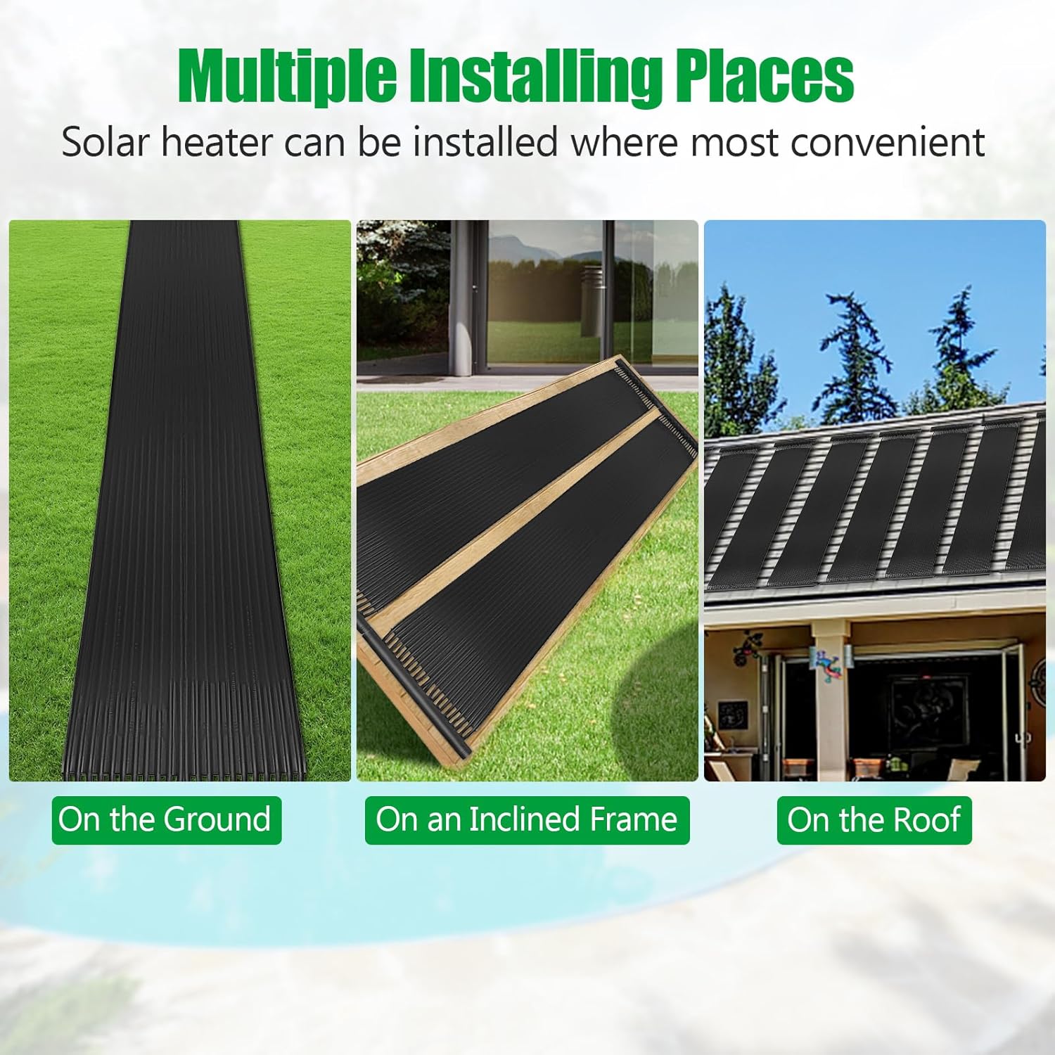 IRONMAX Solar Pool Heater, 2.5 x 20 Feet Above Ground/Inground Solar Panels for Pool Heating, Weatherproof Pool Warmer, Portable Swimming Pool Heaters System for Outdoor Roofs