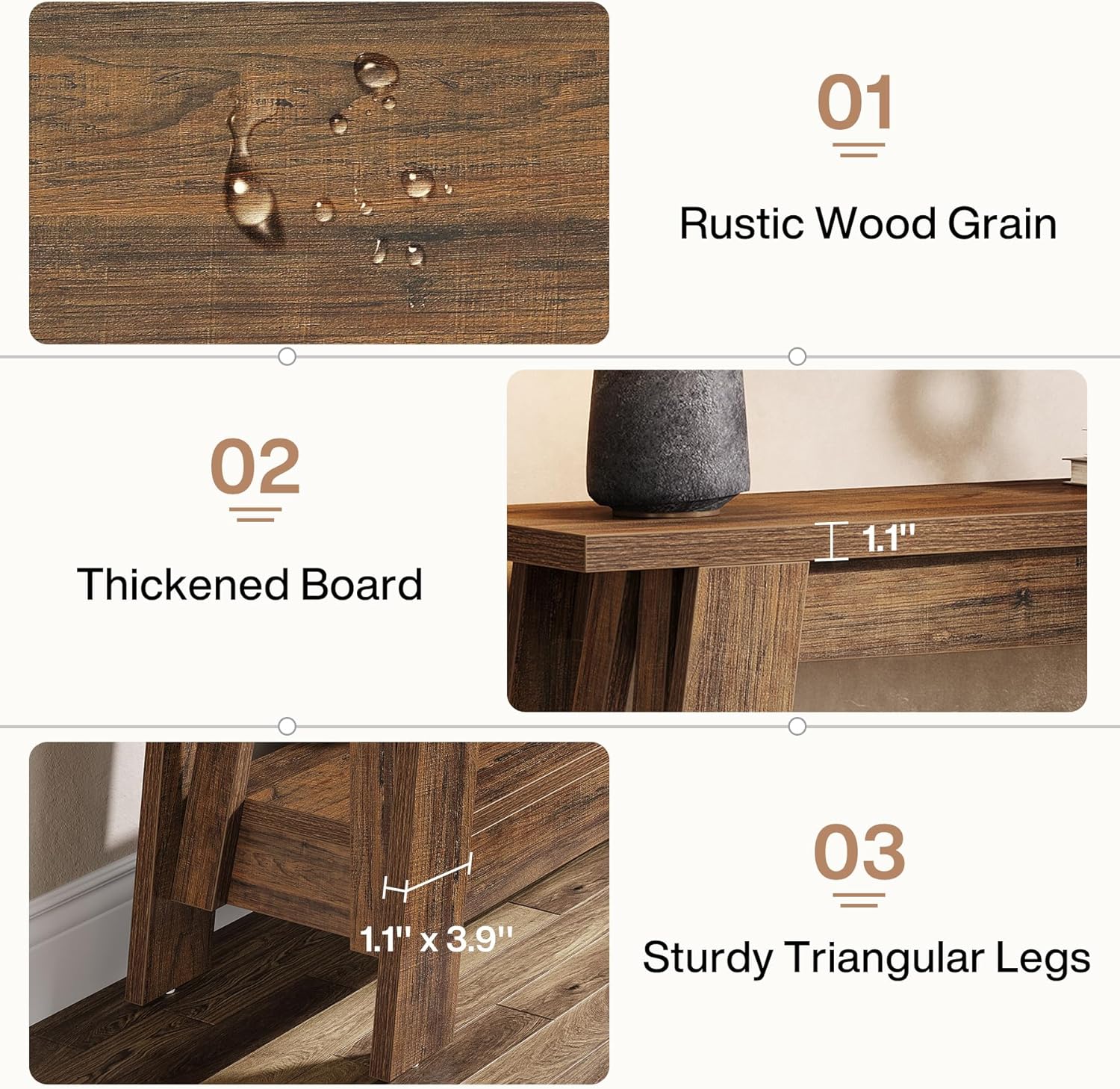 Tribesigns 41.3-Inch Farmhouse Entryway Table, 2-Tier Narrow Console Table Behind The Couch, Entryway Furniture with Storage for Small Spaces, Living Room, Hallway, Foyer, Rustic Brown