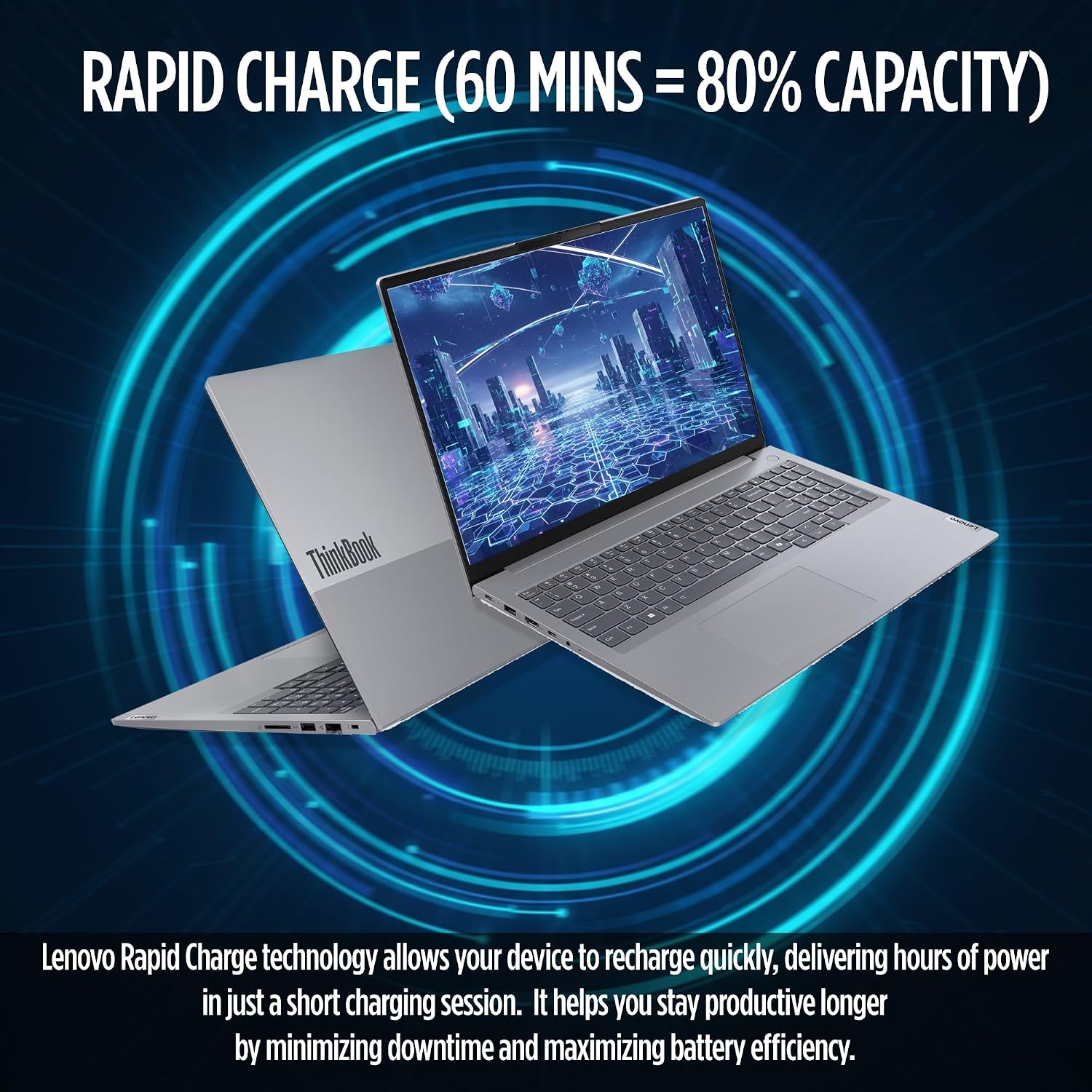 Lenovo ThinkBook 16 Gen 7 Business Laptop, 16' FHD+ Display, AMD Ryzen 5 7535HS (> i7-1355U), 8GB DDR5 RAM, 256GB SSD, KB Backlit, Webcam, Ethernet, Wi-Fi 6, Windows 11 Pro w/Copilot, MAJ DESKPAD