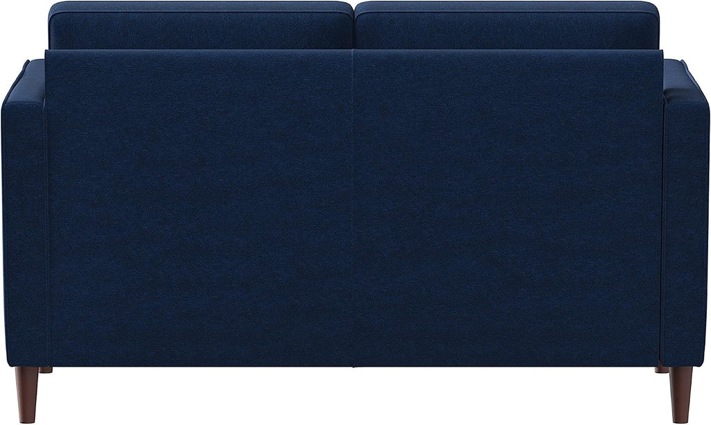 Studio Living® Lexington 52.4' Loveseat, Mid-Century Modern, Pocket Coil Comfort, Easy Assembly, Woven Fabric, Navy Blue