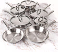 BergHOFF Belly Shape 18/10 Stainless Steel 12Pc Cookware Set, Metal Lids, Fast, Evenly Heat, Induction Cooktop Ready