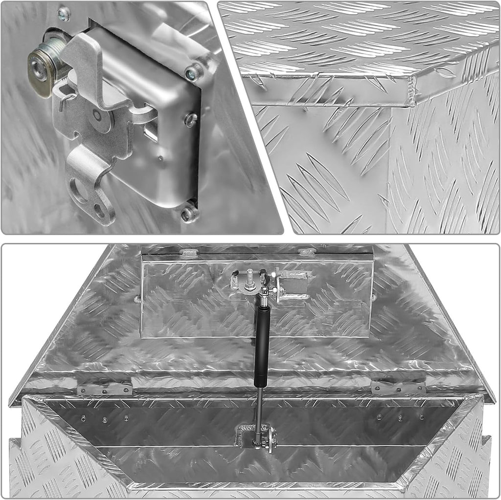 DNA MOTORING Trailer Tongue Box, Lockable Aluminum Truck Bed Tool Box - 26' X 11' X 12', Silver, TBOX-T5-011-ALU
