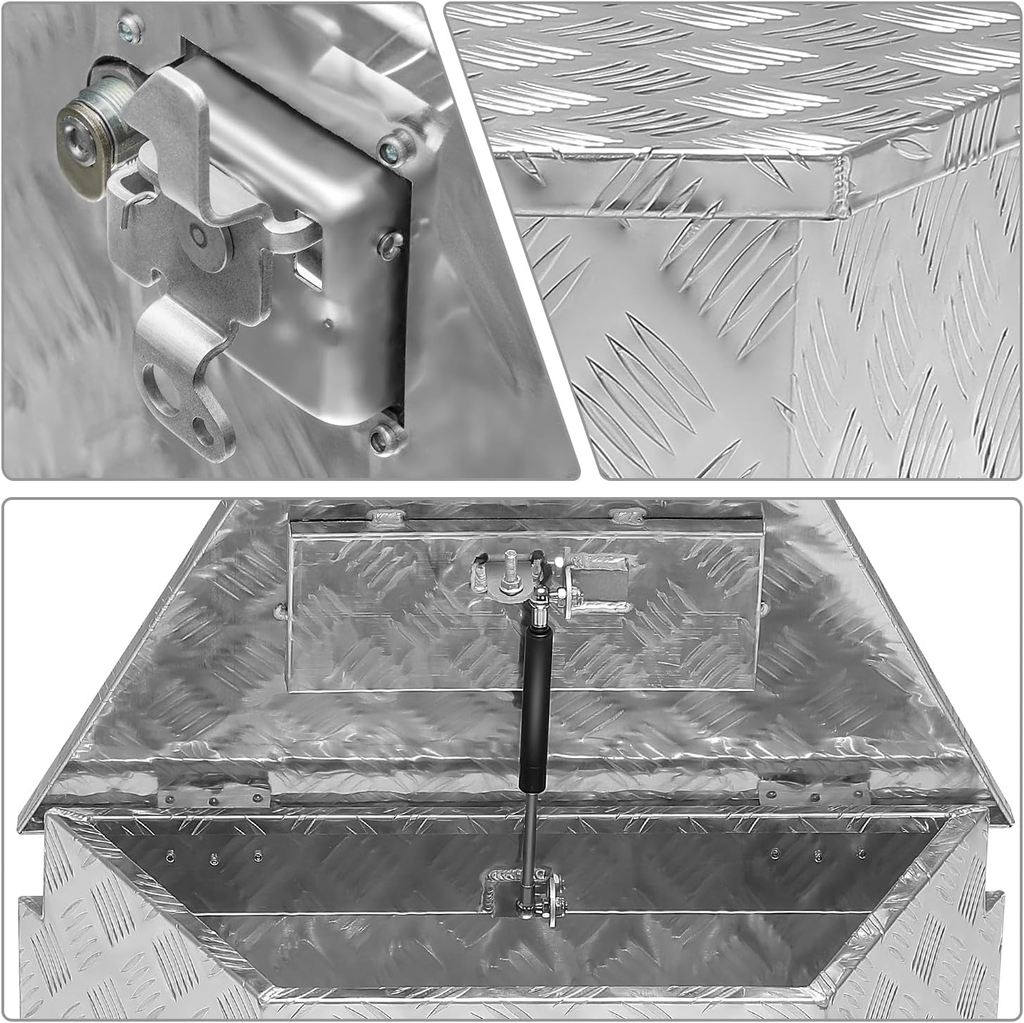 DNA MOTORING Trailer Tongue Box, Lockable Aluminum Truck Bed Tool Box - 26' X 11' X 12', Silver, TBOX-T5-011-ALU