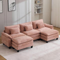 Oprisen 120' Modular Sectional Sofa, Comfy Cloud Couch Sectional Sofa with Ottoman, Chenille Sofa Sleeper Deep Seat Sofa with Throw Pillows for Living Room (Pink, 120'- U Shape)