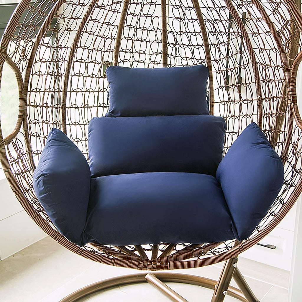 HUHJYUGE Egg Chair Cushion Replacement, Hanging Chair Cushion Only, Swing Cushion Outdoor, with Headrest, Zipper, Detachable, Skin-Friendly, Comfy, for Patio Garden