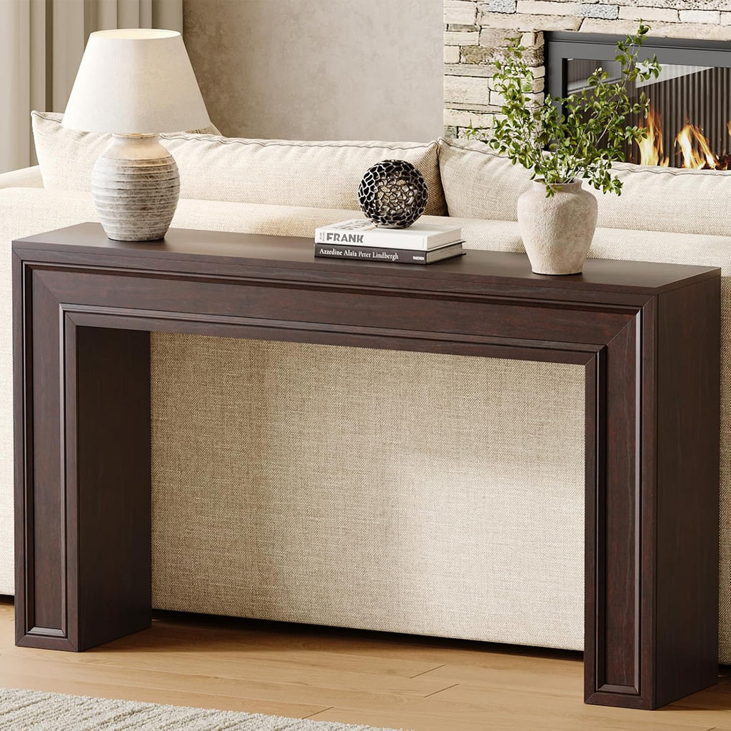 Rresyet 55 Inch Long Console Table, Sofa Table Behind Couch, Entryway Table, Farmhouse Entryway Table for Entrance, Hallway, Living Room (Cherry)