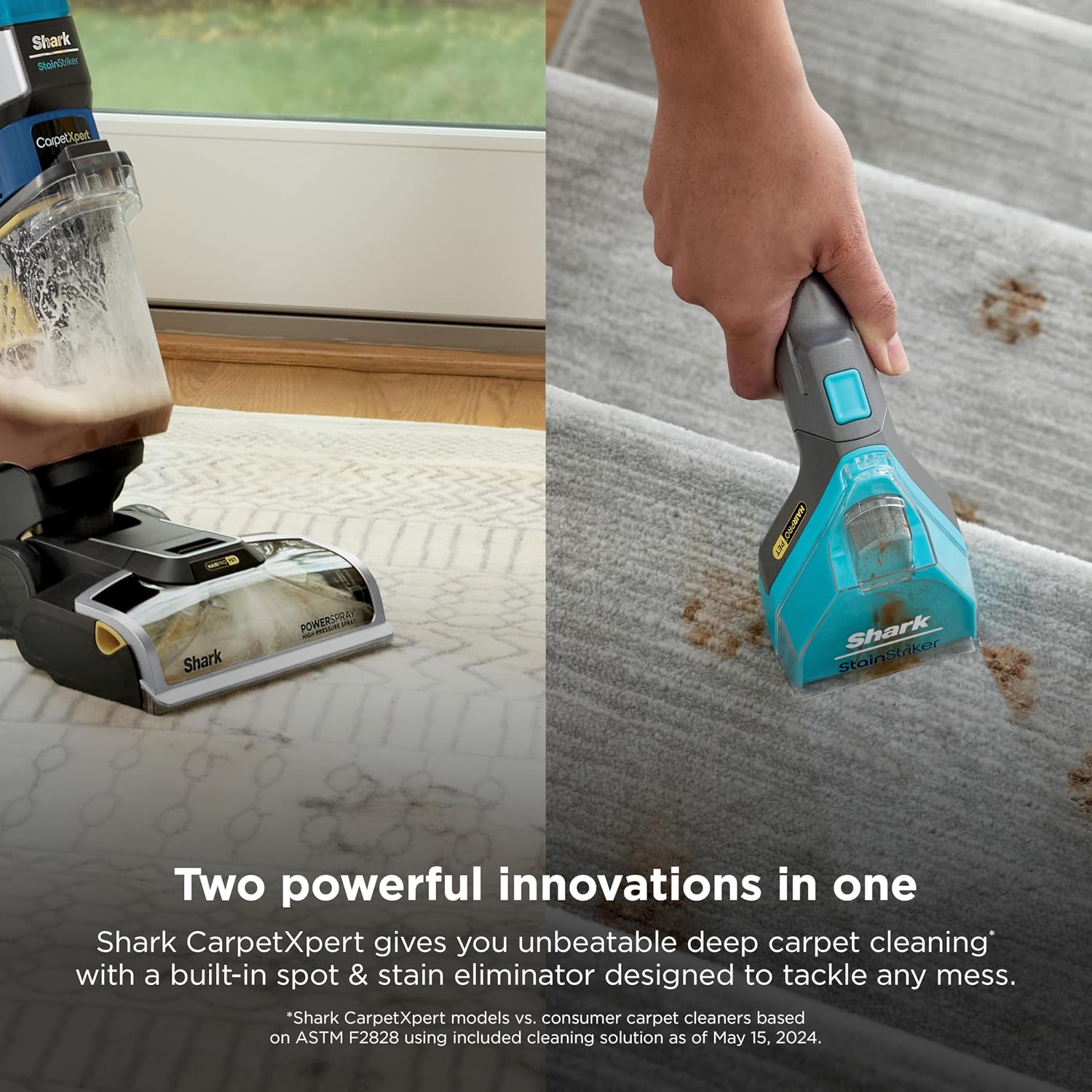Shark CarpetXpert HairPro | Upright Carpet, Area Rug & Upholstery Cleaner | StainStriker Handheld Tough Stain Remover & Onboard Self Clean | Pet Hair Pickup & Odor Removal | 5 Tools | Navy | EX304