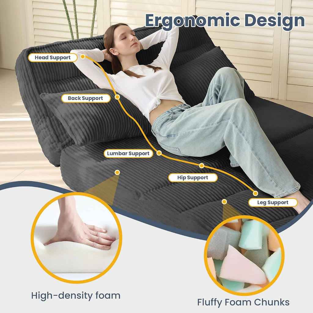 Convertible Sofa Bed with Fixed Frame,Boneless Couch Folding Loveseat Sleeper with 5-Position Adjustable Backrest & Thickened Cushion,Futon Couch with 2 Pillows for Bedroom,Small Spaces