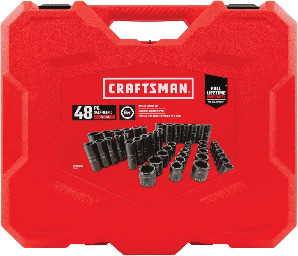 CRAFTSMAN Deep Impact Socket Set, SAE, 1/2-Inch, 48-Piece (CMMT16548)