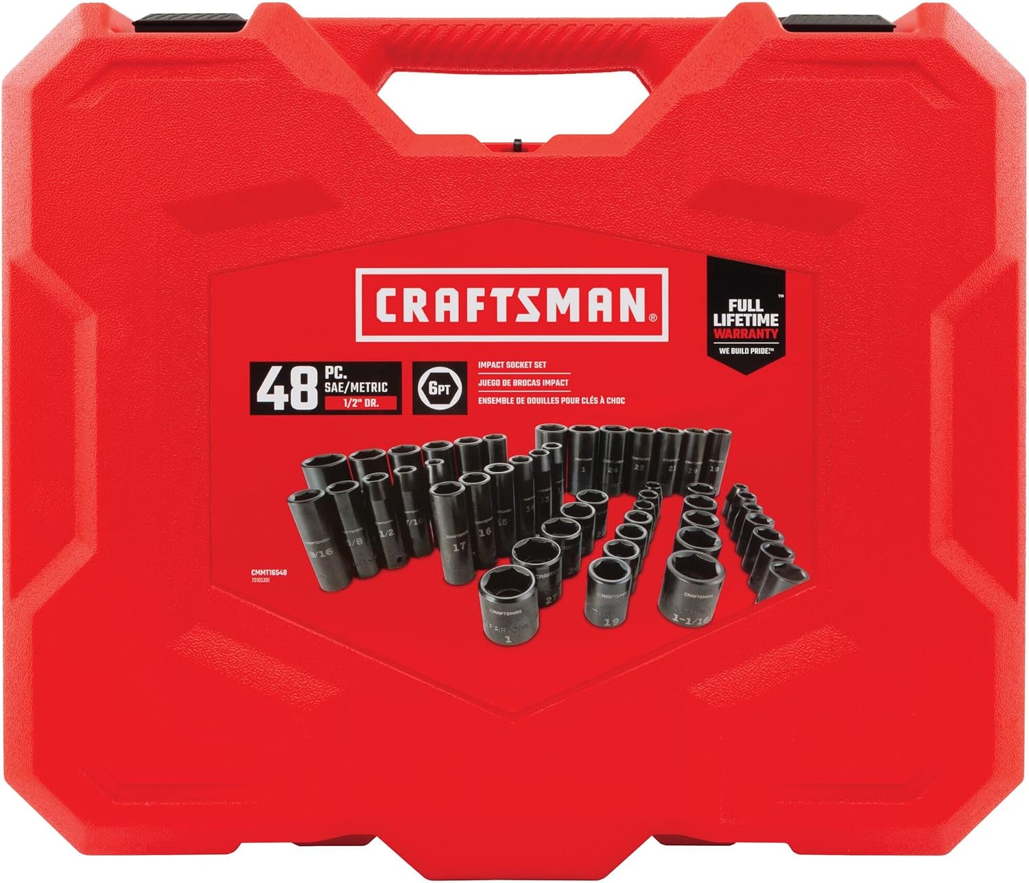 CRAFTSMAN Deep Impact Socket Set, SAE, 1/2-Inch, 48-Piece (CMMT16548)