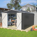 10x12 FT Shed Outdoor Storage Shed Metal Garden Shed with Lockable Doors & Slooping Roof Tool Shed Bike Shed for Backyard, Patio, Poolside (Black)