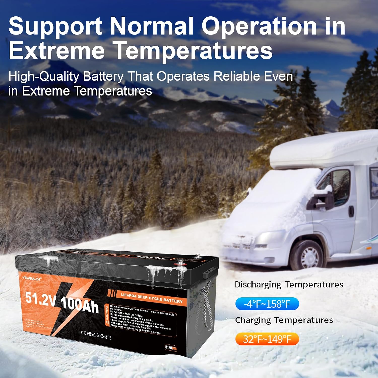 48V 100Ah Lithium Lifepo4 Golf Cart Battery Built-in 200A BMS Support up to 5000W Motor 8000+ Deep Cycle Low-Temp Protection Battery for Golf Carts, RV, Off-Grid, Camping,Solar System