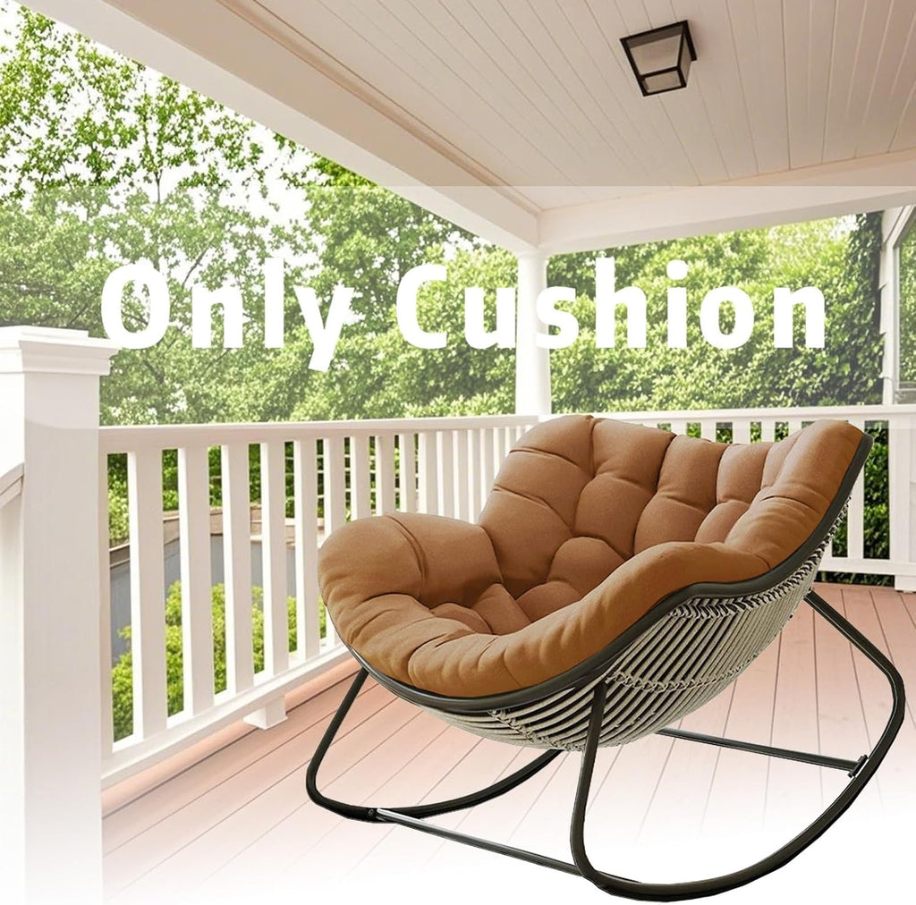 Patio Egg Rocking Chair Cushion, Royal Papasan Chair Cushion, Oversize Indoor Reading Chair Cushion for Living Room Front Porch Garden Balcony Lawn(Only Cushion)