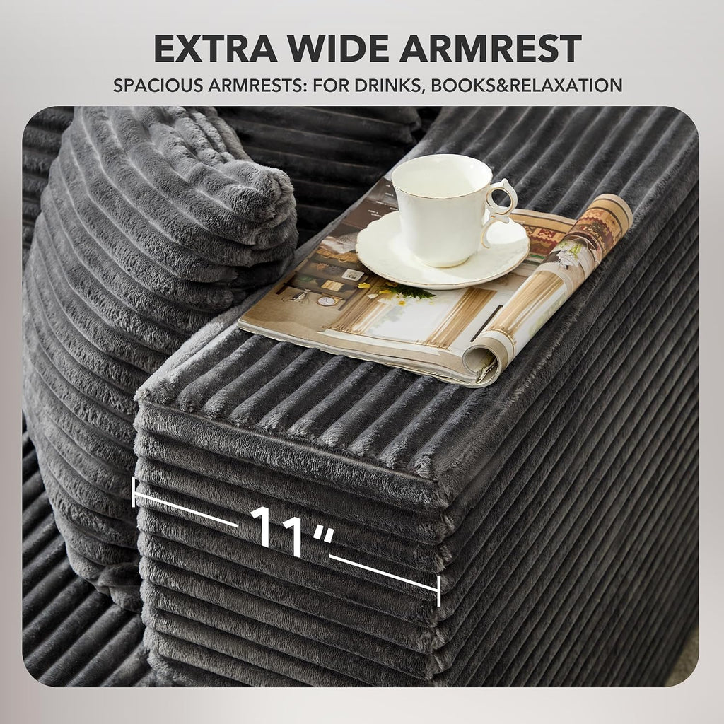 Modular Sectional Sofa Cloud Sectional Couch, 106' Comfy L Shaped Black Couches for Living Room,Oversized Sofa Sleeper with Deep Seat, No Assembly Required