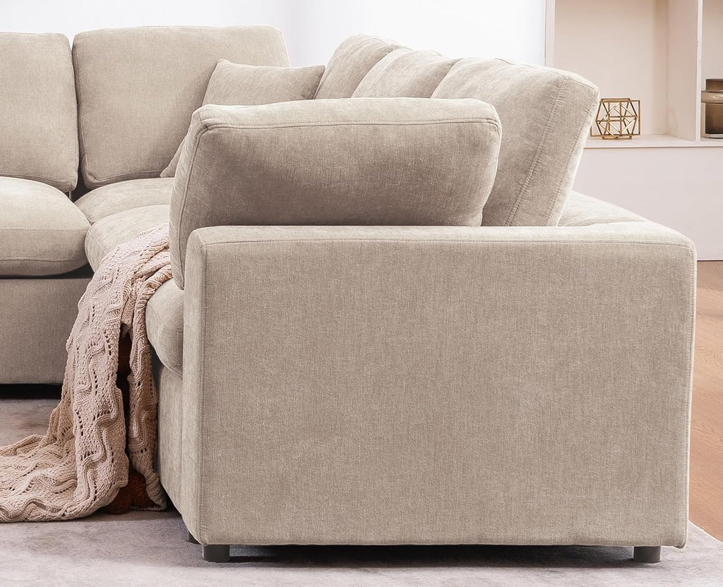 Oversized Modular Sectional Sofa Couch, Large 7 Seater Corner Sofa Modern U Shaped Sectional Couch with Ottoman Cloud Couches for Living Room, Office, Spacious Space