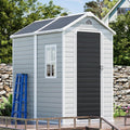 CDCASA 6x4 FT Resin Shed, Large Waterproof Outdoor Storage Sheds with Floor Included & Lockable Door & Vents, Outside Plastic Tool Shed for Backyard, Patio, Poolside, Lawn