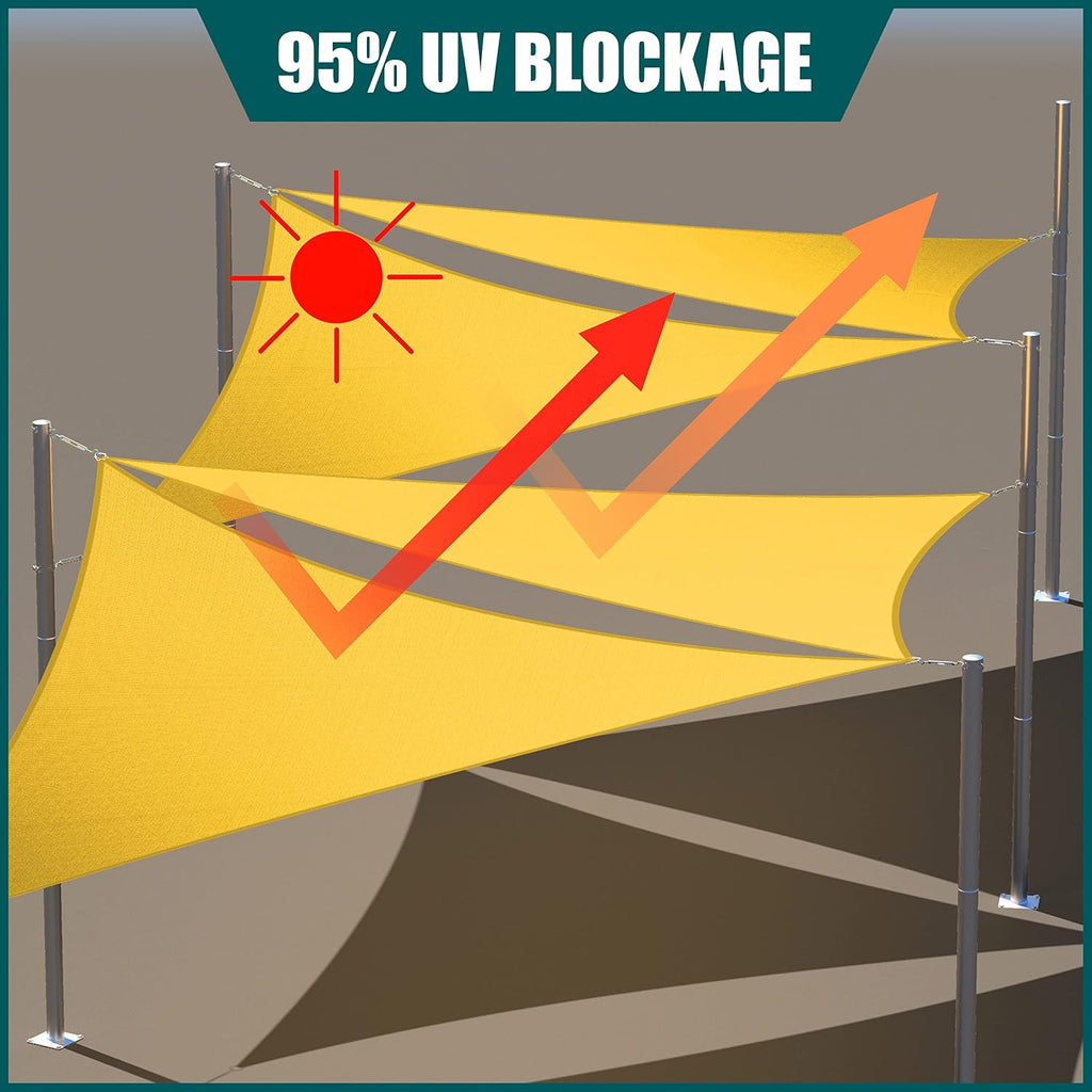 Royal Shade 8' x 16' Yellow Rectangle Waterproof Sun Shade Sail Order to Make rsTADS14 Canopy Awning, UPF50+ 95% UV Blockage Water Resistant, Outdoor Backyard Patio Garden Carport (We Customize)