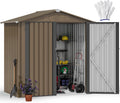 DWVO 6x4ft Metal Outdoor Tool Shed, Garden Storage Shed for Backyard, Lawn, and Patio, Heavy-Duty Storage Unit with Four Vents & Lockable Door for Storing Tools, Equipment & Trash Bins, Brown