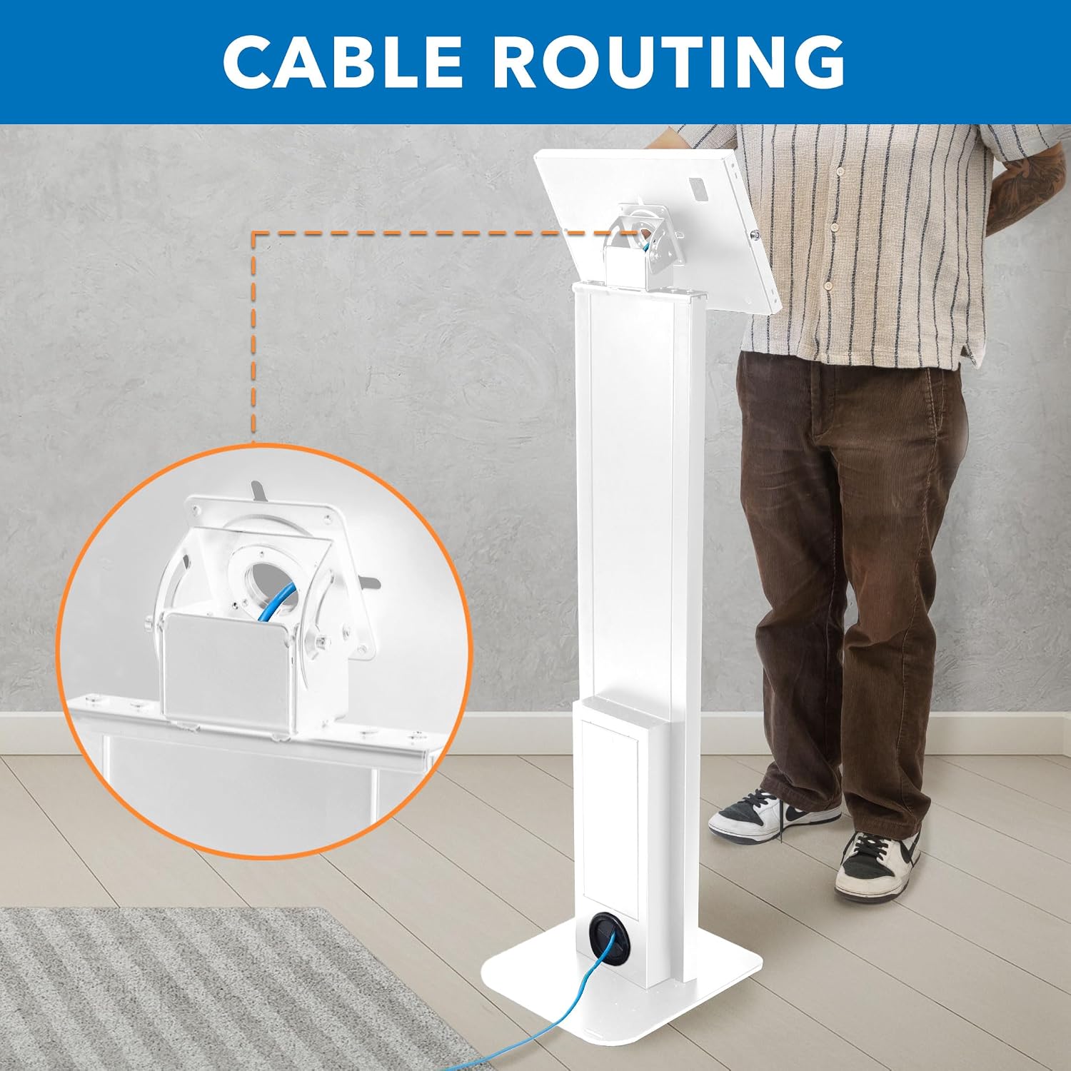 Mount-It! Anti-Theft iPad Floor Stand Kiosk, Locking Tablet Floor Stand for iPad Gen 7–11 & A16, Air & Pro (10.2'–11'), Commercial Kiosk for Retail, Lobby & Trade Show, White