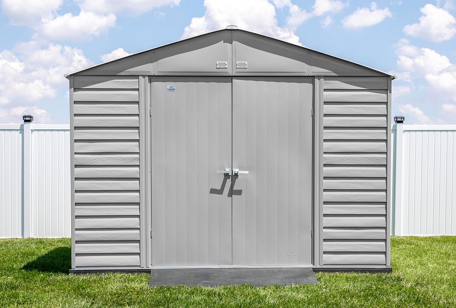 Arrow Select 10' x 12' Outdoor Lockable Steel Storage Shed Building, Flute Grey