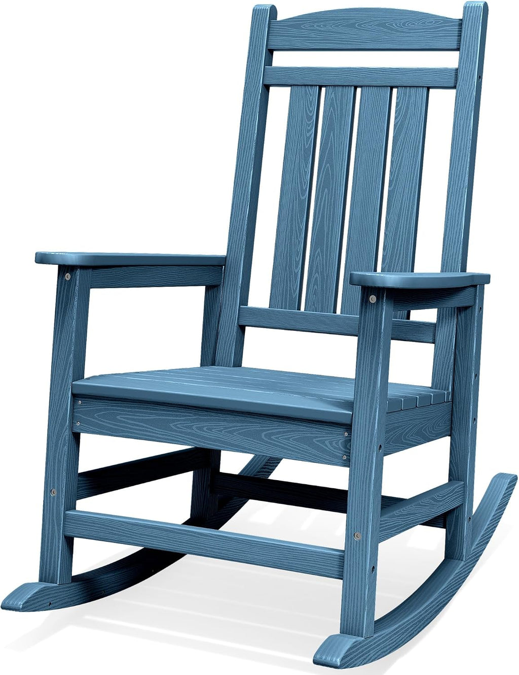 SERWALL Oversized Outdoor Rocking Chair, All-Weather Patio Rocking Chair, HDPE Porch Rocker for Adults, Blue
