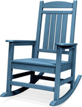 SERWALL Oversized Outdoor Rocking Chair, All-Weather Patio Rocking Chair, HDPE Porch Rocker for Adults, Blue