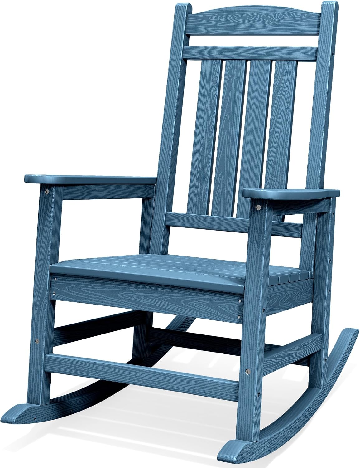 SERWALL Oversized Outdoor Rocking Chair, All-Weather Patio Rocking Chair, HDPE Porch Rocker for Adults, Blue