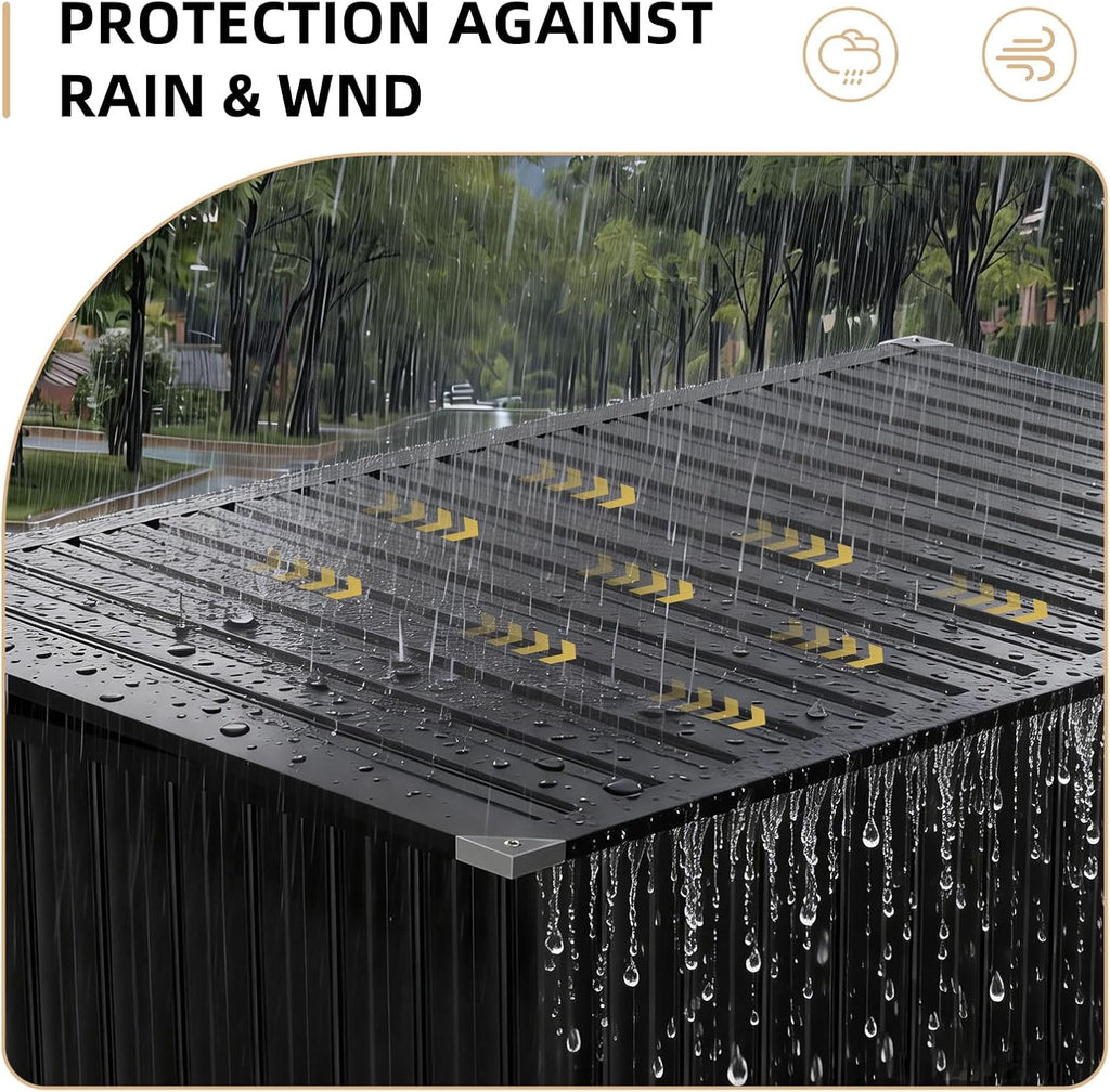 Outdoor Trash Can Storage Shed - Metal Waterproof Outdoor Garbage Can Organizer with Chain Lid, Ideal for Trash Bins, Toys, Garden Tools for Garden/Backyard/Patio