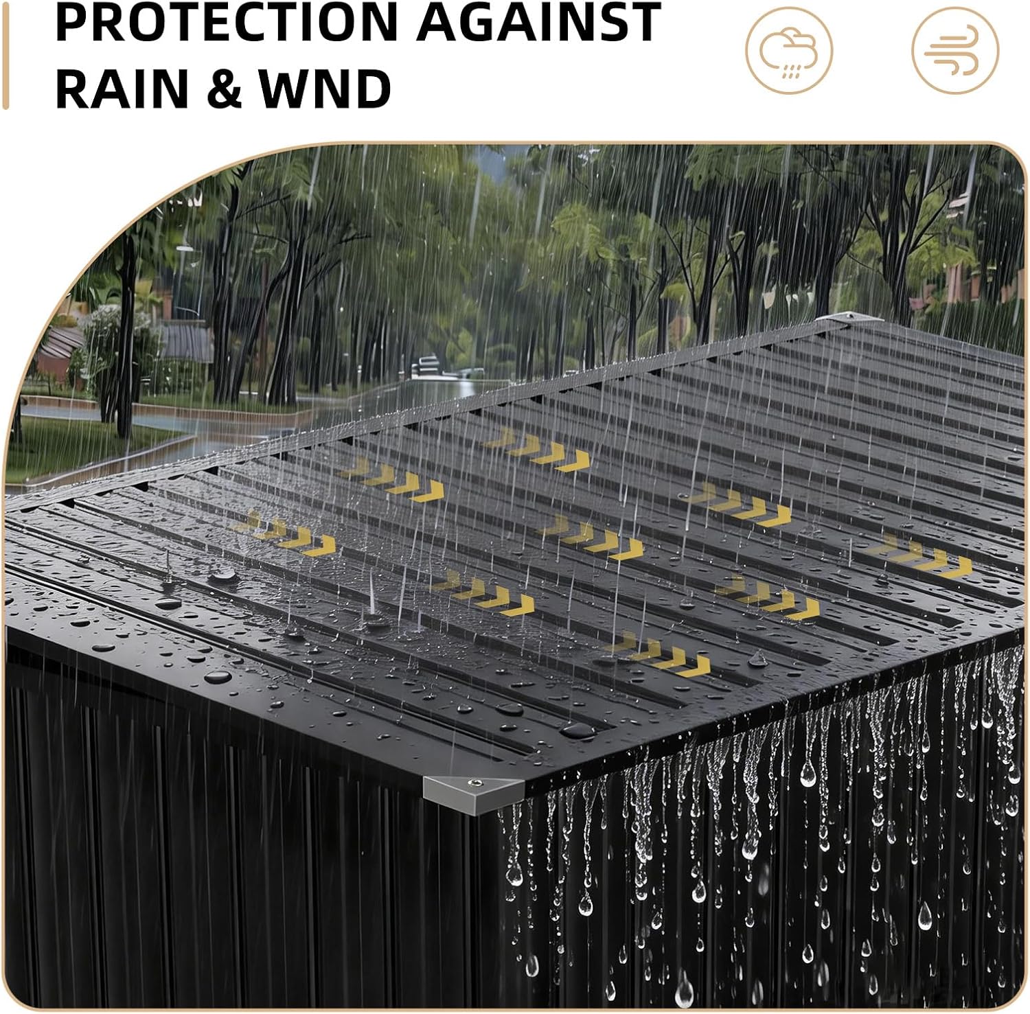 Outdoor Trash Can Storage Shed - Metal Waterproof Outdoor Garbage Can Organizer with Chain Lid, Ideal for Trash Bins, Toys, Garden Tools for Garden/Backyard/Patio