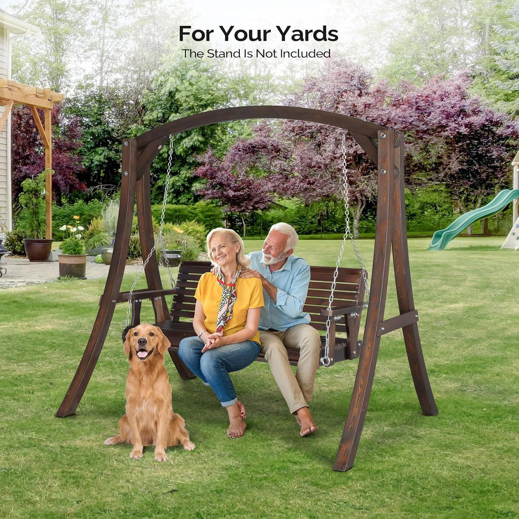 VINGLI 6.7FT Porch Swing Frame, 1000LBS Heavy Duty A-Frame Wooden Porch Swing Stand with Curved Arc Top for 5FT Porch Swing, Large Swing Hanger for Garden, Patio, Backyard & Indoor, Rustic