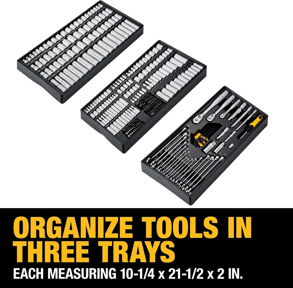 DEWALT Mechanics Tool Set, 1/4', 3/8', 1/2' Drive Tools and Combo Wrenches, 341 Piece (DWMT45341)