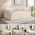 5-in-1 Convertible Sofa Bed,60' Boneless Couch Tri Folding Floor Mattress with Removable L-Shaped Armrests & Handle,Corduroy Futon Couch Sleeper with Pull Out Bed for Living Room Bedroom Apartment