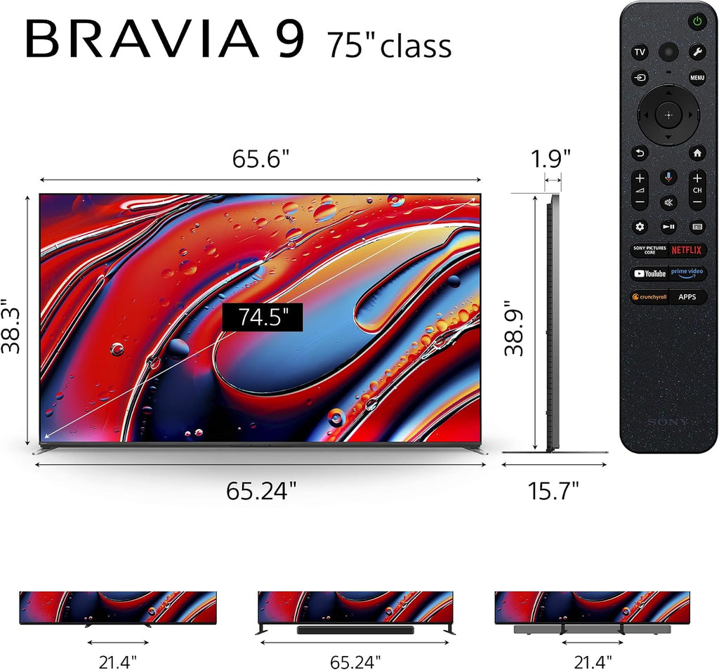 Sony K75XR90 75 Inch XR90 Series Bravia Mini LED HDR QLED 4K Google TV with 2 Year Amber Protection Plan (2024)