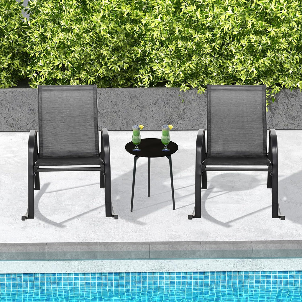 Giantex Outdoor Rocking Chairs Set of 2, Patio Rocking Chairs w/Breathable Seat & Back, Heavy-Duty Metal Support, Ergonomic Outside Rocker for Backyard, Poolside, Garden (2, Black)