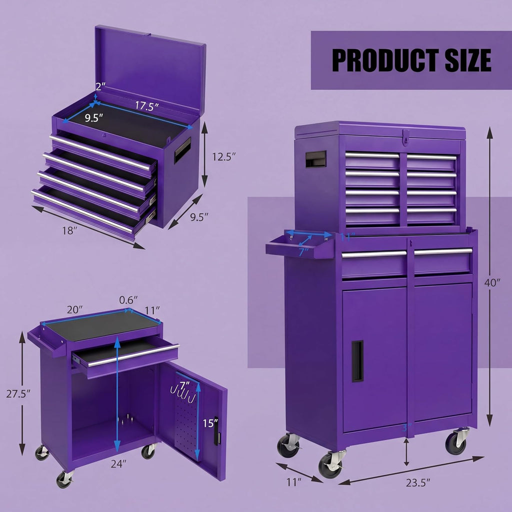 Goplus Rolling Tool Chest, 5-Drawer Tool Box Organizer w/Lockable Wheels & Sliding Drawers & Detachable Top & Adjustable Shelf, Tool Storage Cabinet for Garage Workshop