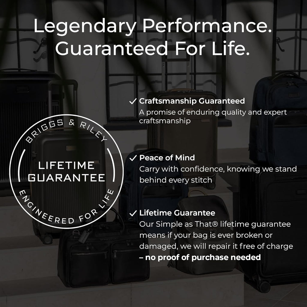 Briggs & Riley Global 2-Wheel Expandable Carry On - Luggage for International Travel, Suitcases with Wheels, Softside Rolling Bag for Men & Women, Self-Repairing Zipper - Baseline Collection, Black
