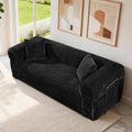 3 Seater Sofa Couch for Living Room (Black, 30' D + 2 Pillows +Fixed-Shape Frame)