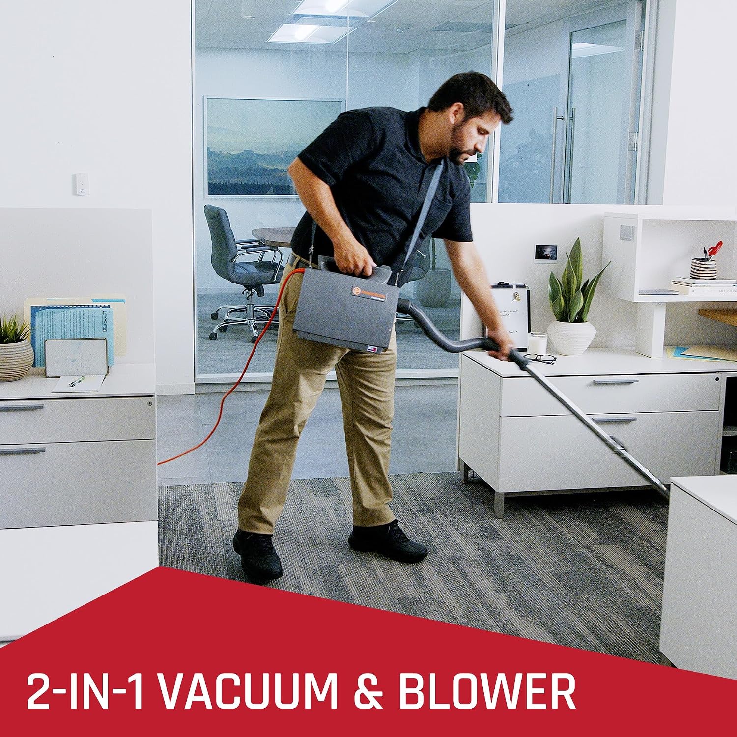 Hoover Commercial PortaPower Lightweight Canister Vacuum Cleaner, Bagged Canister Vac with Attachments, 2-in-1 Vac and Blower, Corded Vacuum Cleaners for Commercial Use