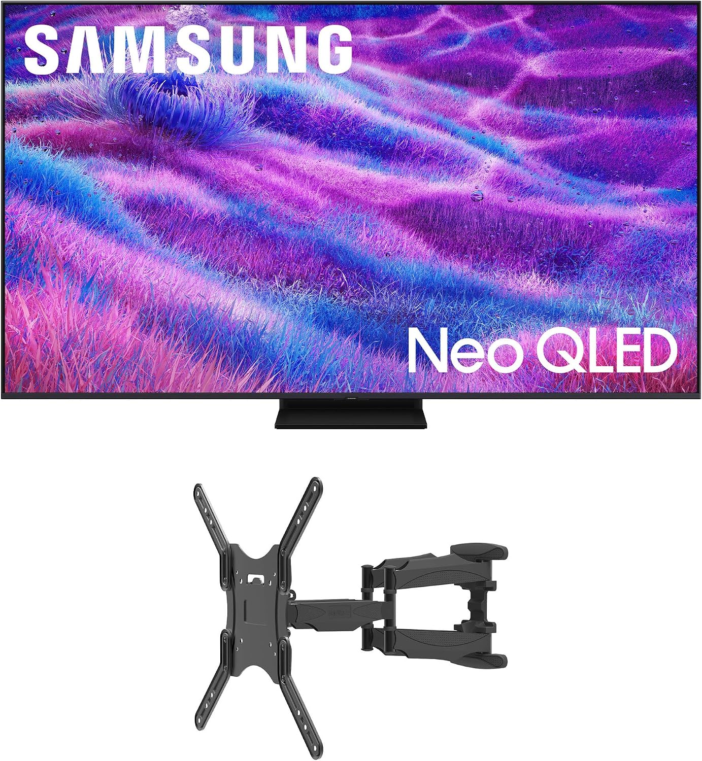 Samsung QN55QN80FAFXZA 55 Inch Neo QLED QN80F Series Supreme UHD 4K TV with a Kanto M600 Full Motion Mount (2025)