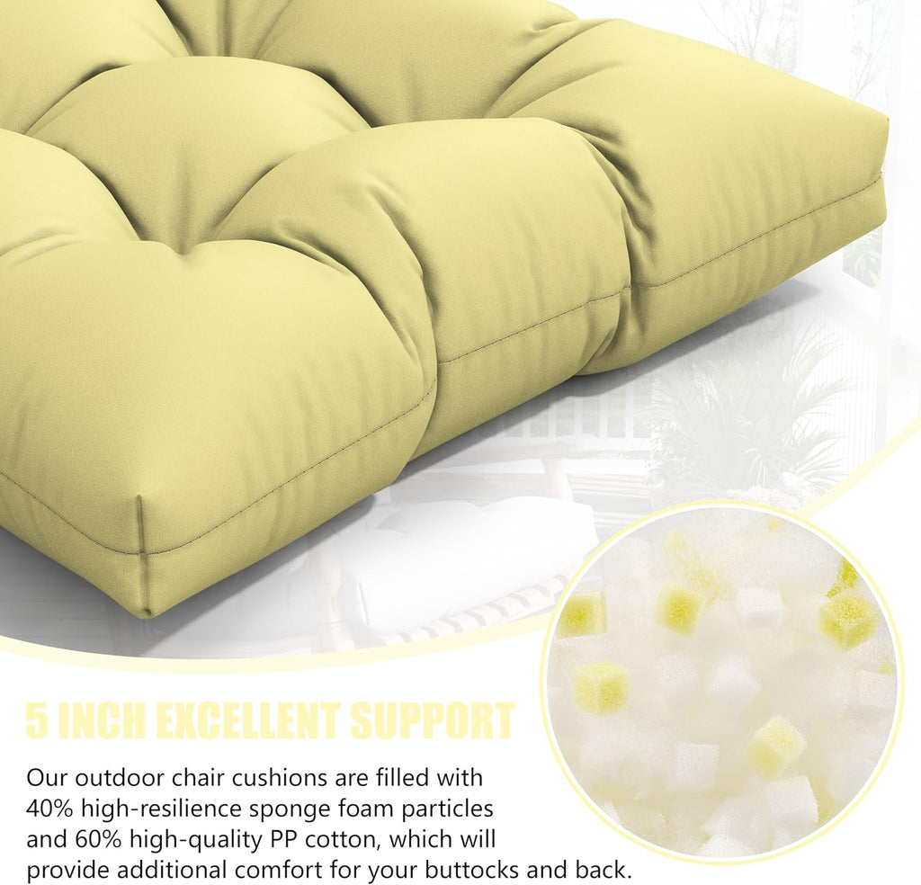 2sets Rocking Chair Cushion Set,Outdoor Patio Chair Cushions,Waterproof and Fade-Resistant Replacement Tufted Pads with Ties for Indoor Outdoor Rocker/Patio/Swing Chair,42 x 21 x 5 Inches