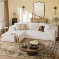 YESHOMY Boneless Couches for Living Room, 108' Sectional Modular Sectional Sofa with Deep Seat, Cloud Comfy Couch with L-Shape Chaise, Easy Assembly (Chenille, Pearl Cream)